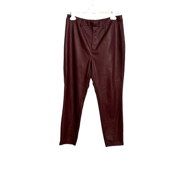 Marc New York Faux Leather Pants Wine Red Fleece Lined 8 - Picture 1 of 7